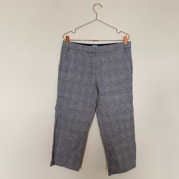 J. Crew Womens Tartan Pants 10 Capri Linen Academia Straight Leg Office Trouser - Picture 1 of 4